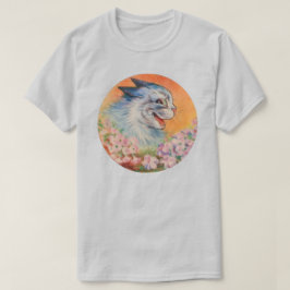 Camiseta Louis Wain Rindo de Gato Elétrico Azul em Flores