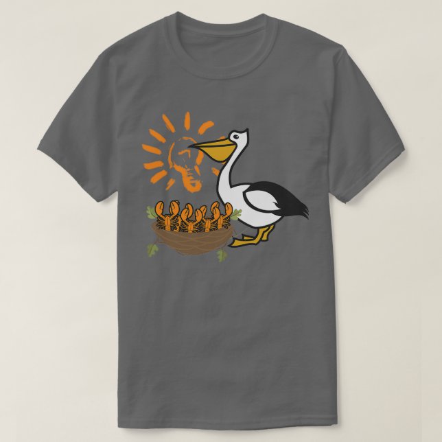 Camiseta Louisiana Brown Pelican feed Feeding Fish LA Flag (Frente do Design)