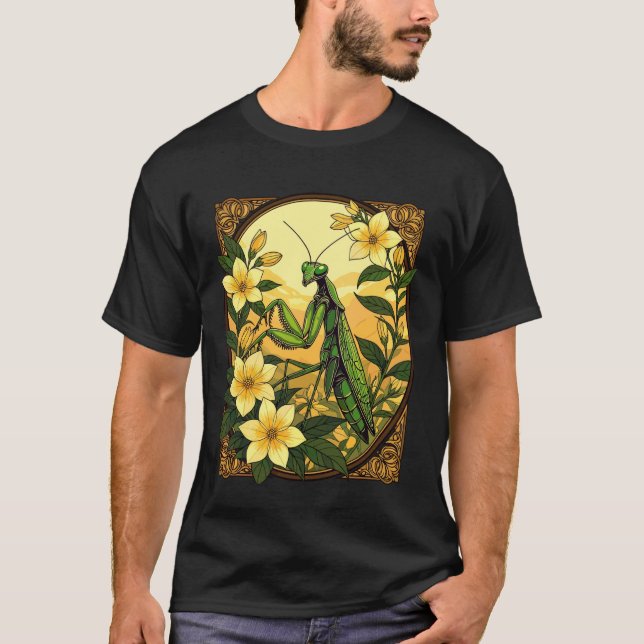 Camiseta Louva-a-deus e Flores de Jasmim Amarelo (Frente)