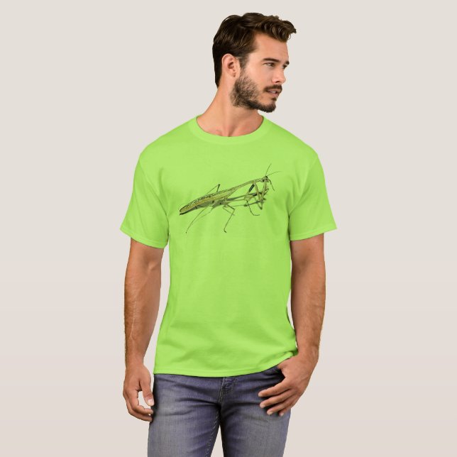Camiseta Louva-a-deus em verdes (Frente Completa)