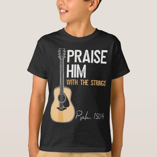 Camiseta Louve-O Com Cordas De Violão Cristão (Frente)