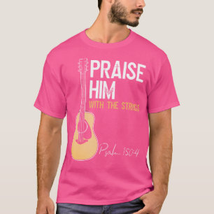 Camiseta Louvem-no Com Cordas Violão Cristão Salmo 150