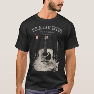 Camiseta Louvem-O Com As Cordas Tocador De Guitarra Cristã