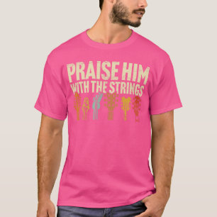 Camiseta Louvor de Guitarra Cristã Louve-O com Cordas Adora
