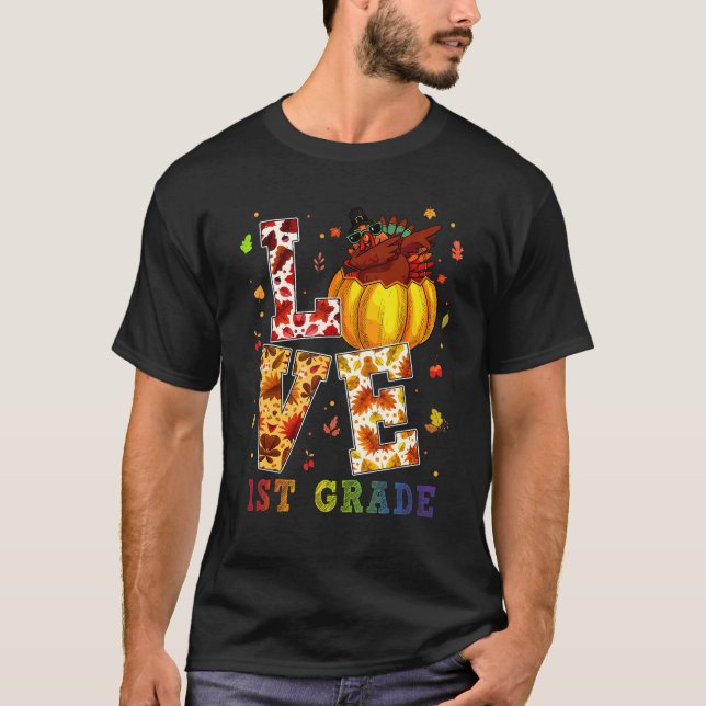 Camiseta Love 1rua Grade Happy Fall Y'all Autumn Para Profe (Frente)