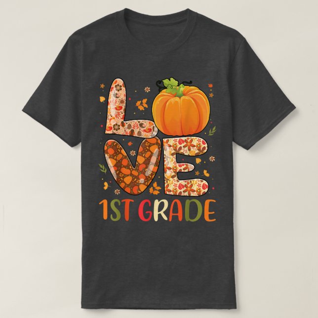 Camiseta Love 1rua Grade Happy Fall Yall Autumn Teacher Stu (Frente do Design)