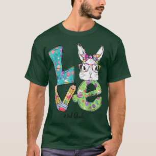 Camiseta LOVE 3º ano de Páscoa do professor Bunny Cute Day