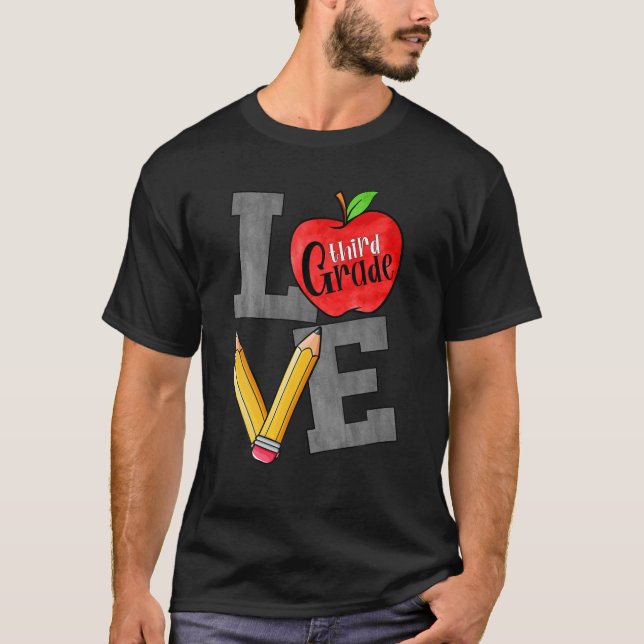 Camiseta Love 3Rd Graus Elementar School 3Rd Grau Apple P (Frente)
