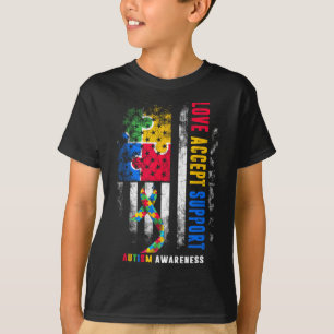Camiseta Love Accept Support Autism Awarness Mês Fita