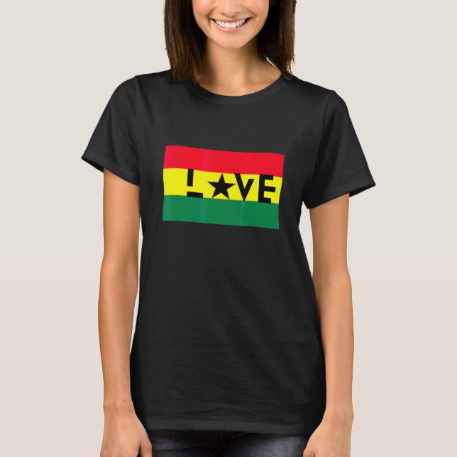 Camiseta Love Africa Flag Orud Melanin African Ghana Map B (Frente)