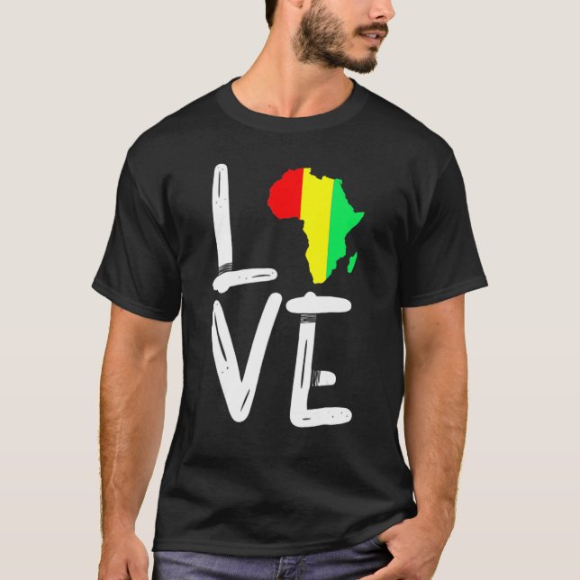 Camiseta LOVE Africa Map Black History Month African Pride  (Frente)