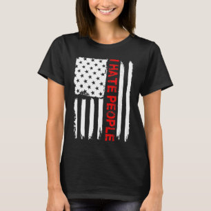 Camiseta Love America I Odeio Pessoas Engraçadas EUA Flag G
