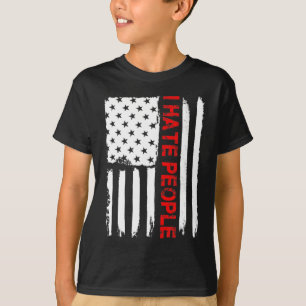 Camiseta Love America I Odeio Pessoas Engraçadas EUA Flag G