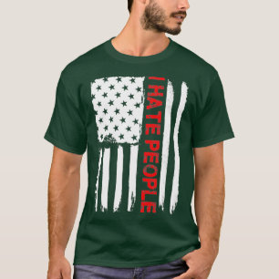 Camiseta Love America I Odeio Pessoas T Funny USA Flag Tee