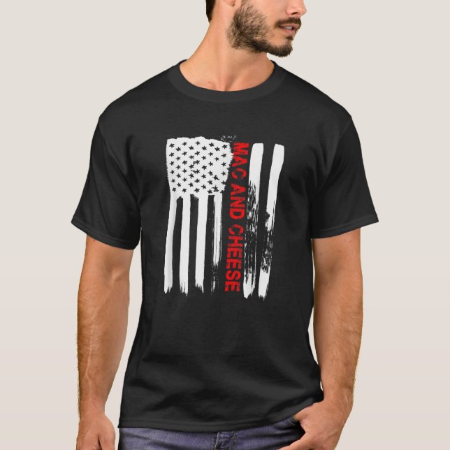 Camiseta Love America Mac and Cheese Funny USA Flag Gift (Frente)