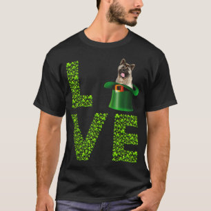 Camiseta Love American Akita Leprechaun Shamrock Rua Patric