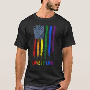 Camiseta Love American Flag Rainbow Gay Lgbtq Lgbt Pride Mo