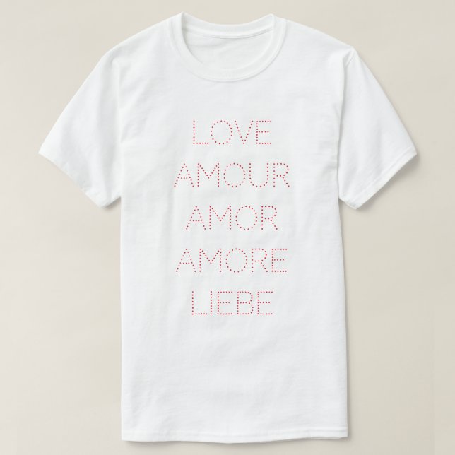 Camiseta Love Amour Amor Amore Liebe, Red, Personalizado (Frente do Design)