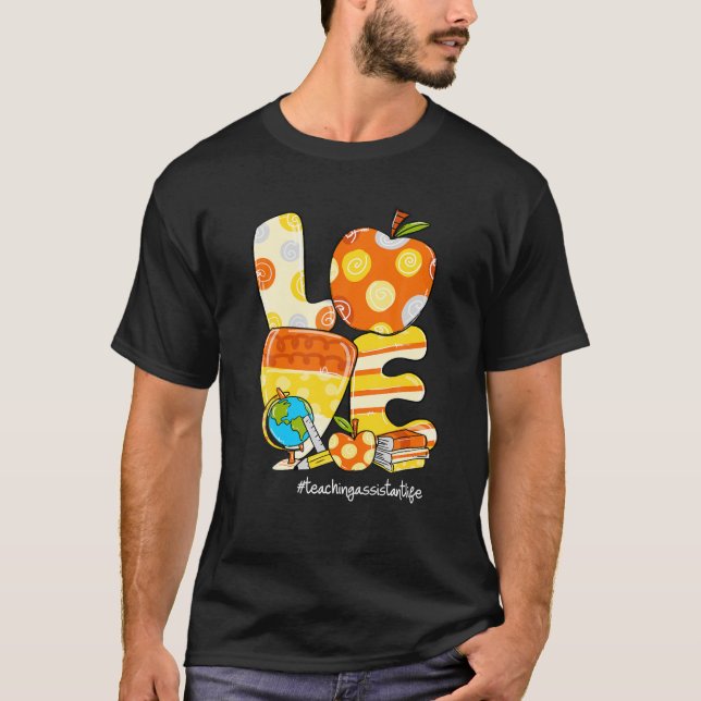 Camiseta LOVE Apple Candy Corn Ensino Assistente Salão de V (Frente)
