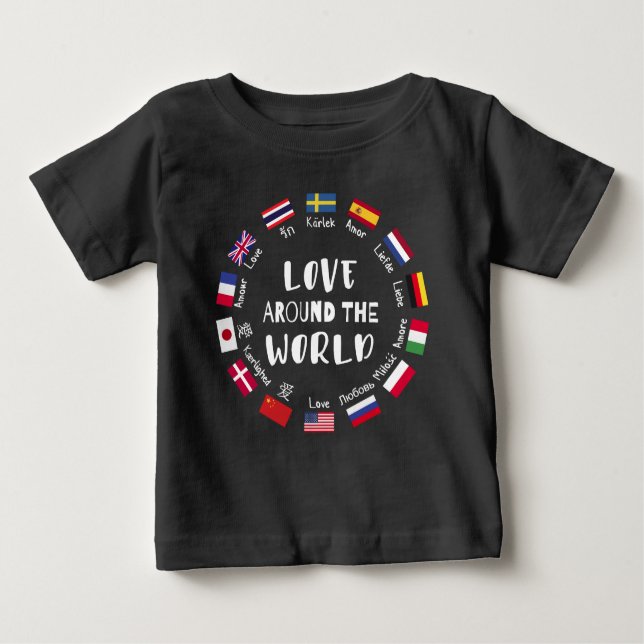 Camiseta Love Around the World Languages  (Frente)