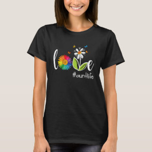 Camiseta Love Aunt Life Raibow FLower Butterfly Dia de as m