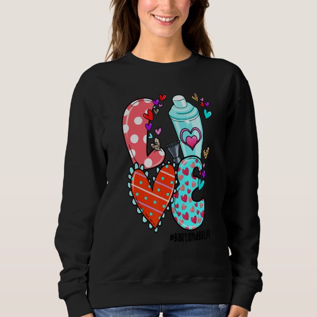 Camiseta LOVE Bartender Life Leopard Heart Valentine's Day  (Frente)