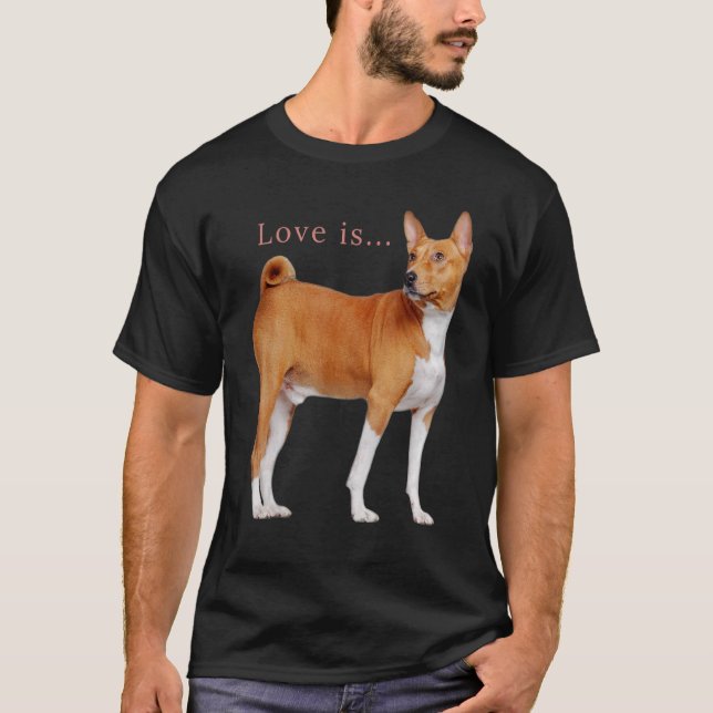 Camiseta Love Basenji Dog Mãe Pai Puppy Pet Namorados (Frente)