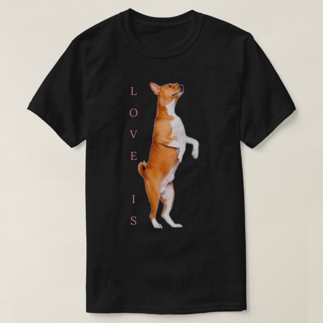Camiseta Love Basenji Dog Mãe Pai Puppy Pet Namorados (Frente do Design)