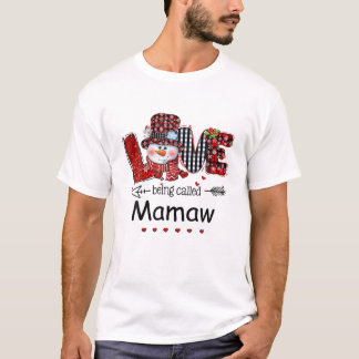 Camiseta Love Being Called Mamaw Snowman Christmas Red Plai