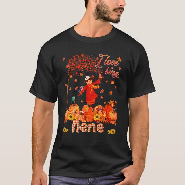 Camiseta Love Being Nene Thanksgiving Autumn Scarecrow Pump (Frente)
