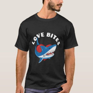 Camiseta Love Bites Funny Dia de os namorados Shark Heart P