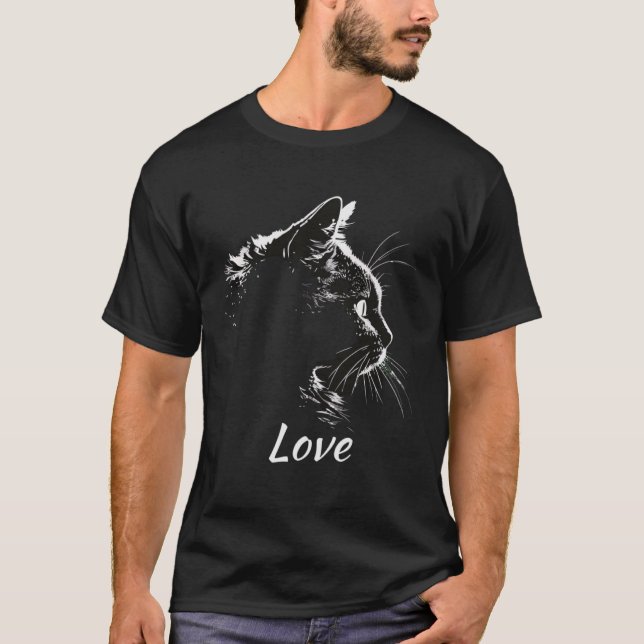 Camiseta Love Black Cat Silhouette (Frente)