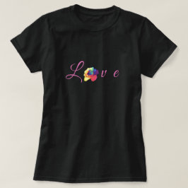 Camiseta Love Blooms Rainbow Rosa