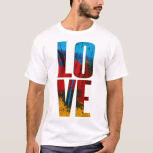 Camiseta Love Blue Red Yellow Trendent Abstrato Art