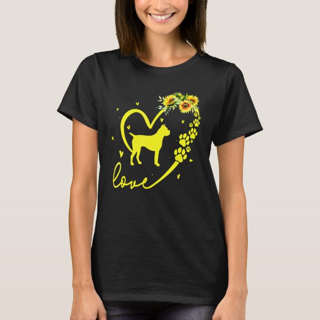 Camiseta Love Boxer Dog Sunflower Ele (Frente)
