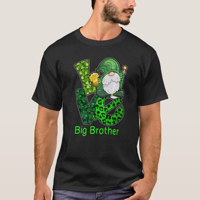 Camiseta Love Brother Costume Dia de São Patrício Gnomo Irl (Frente)