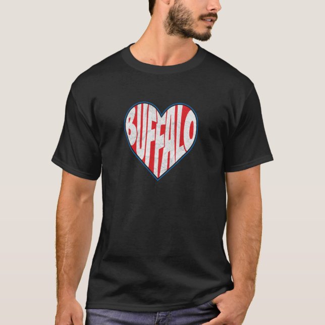 Camiseta LOVE BUFFALO NY New York 716 retro heart city Buff (Frente)