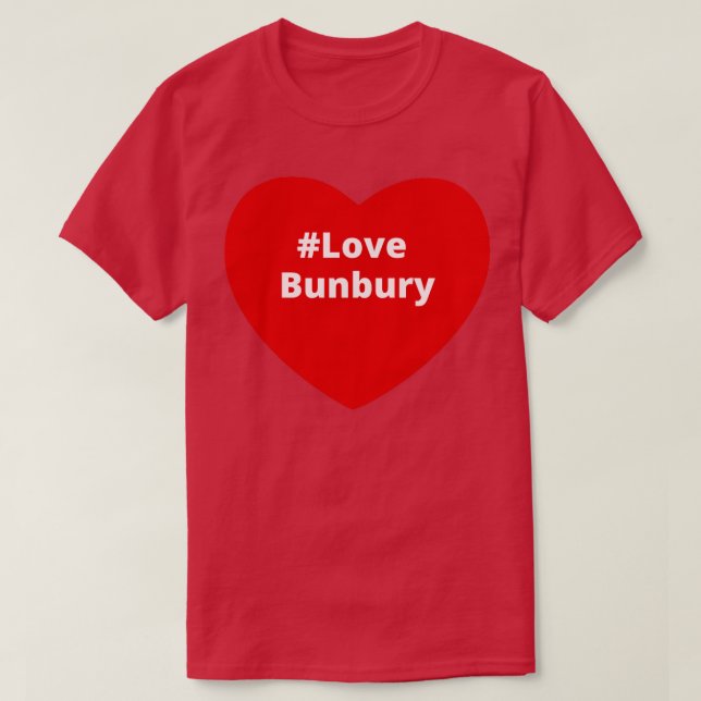 Camiseta Love Bunbury Hashtag Heart (Frente do Design)