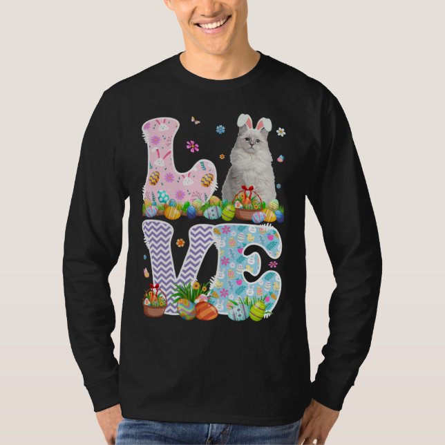 Camiseta Love Bunny Ragdoll Cat & Easter Egg Basket Easter  (Frente)