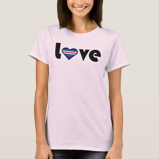 Camiseta Love Cabo Verde Flag Heart Shirt (Frente)