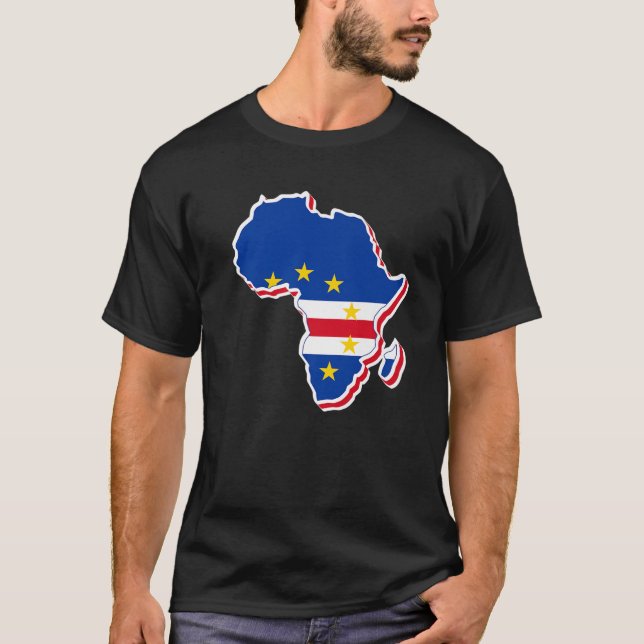 Camiseta Love Cabo Verde Flag with Africa Map Cape Ver (Frente)