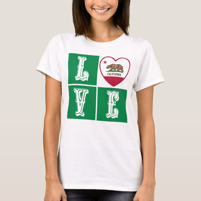 Camiseta Love California State Flag Hearde Pride (Frente)
