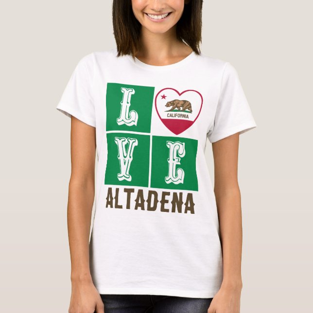 Camiseta Love California State Flag Heart Altadena (Frente)