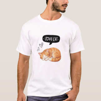 Camiseta Love Cat Cute Sleeping Kitten Illustration