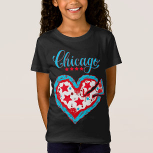 Camiseta Love Chicago Pizza Heart Chicago Flag Gift