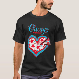 Camiseta Love Chicago Pizza Heart Chicago Flag Gift