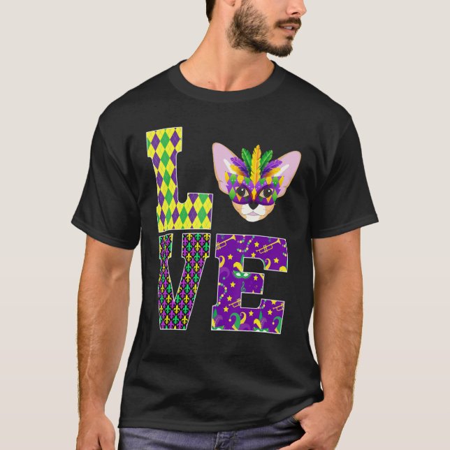 Camiseta Love Chihuahua Dog Mask Miçanga Mardi Gras Costume (Frente)