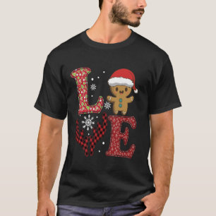 Camiseta Love Christmas Reindeer Buffalo Xadrez Gingerpão