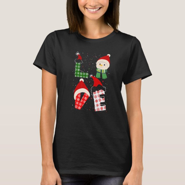 Camiseta Love Christmas Santa Hat Xmas PJ  Costume (Frente)