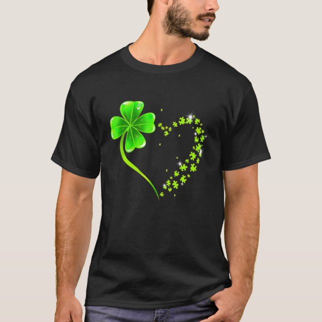 Camiseta Love clover shamrock heart lucky charm irish St pa (Frente)